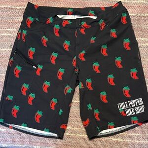 Shebeest MTB Black Shorts with Red Pepper Print chili pepper bone shop Moab